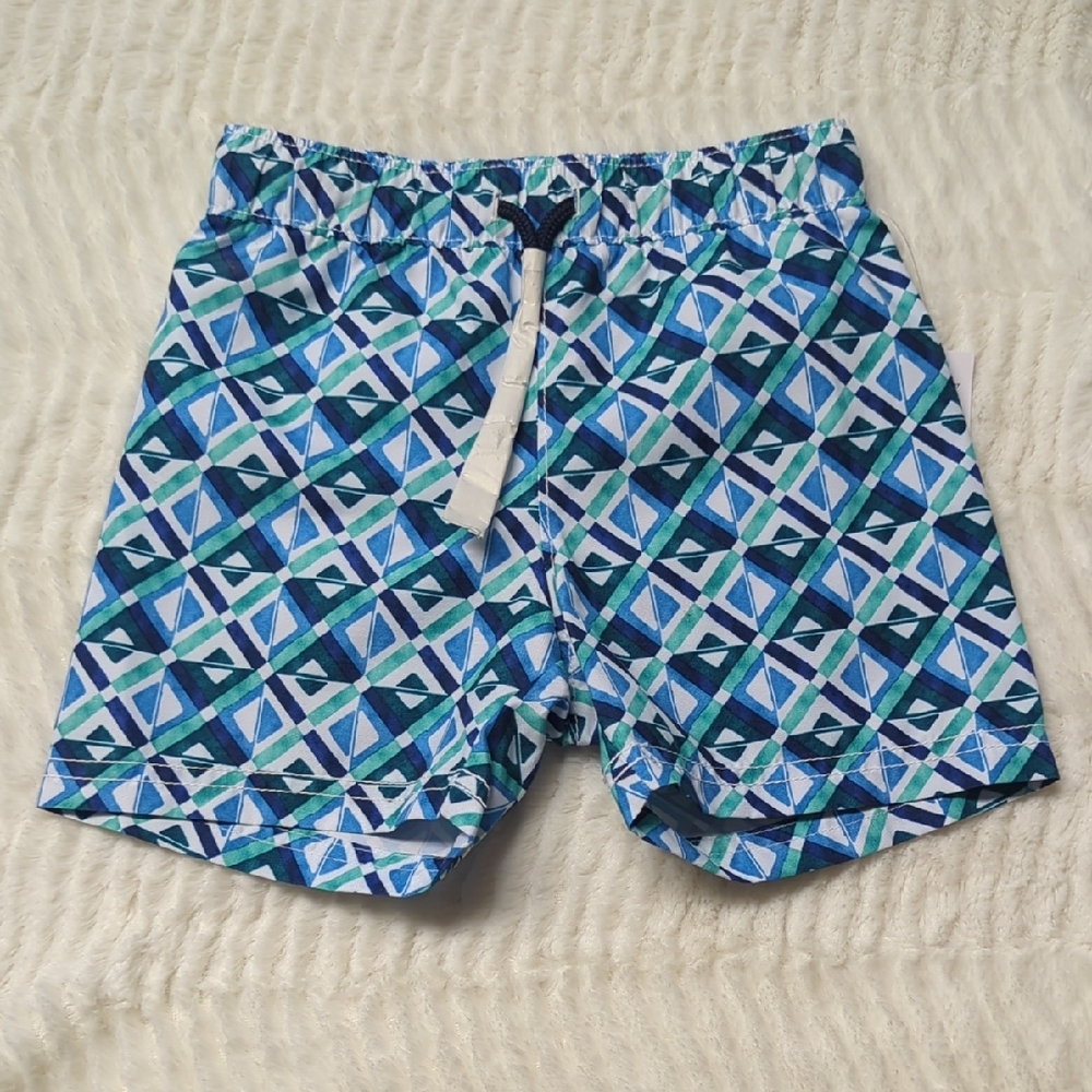 NWT Old Navy Kids Geometric Blue Swim Trunks